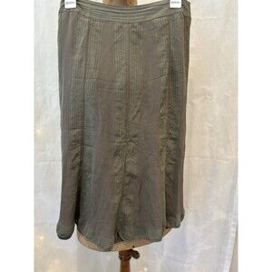 Petro Zillia 100% Silk Army Green Skirt With Scalloped Hem (2, but more like 6)
